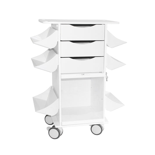 TrippNT 53490 Core CL Suture Cart White HDPE Full View Six Angled Shelves