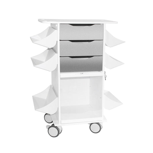 TrippNT 53492 Core CL Suture Cart Metallic Silver Drawers HDPE Full Front View