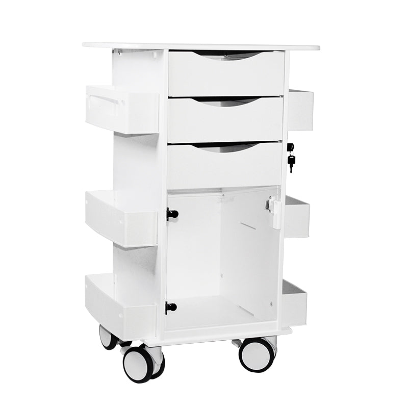 TrippNT 53517 Core DX Cart White Drawers Hinged Door - Standard HDPE Clinical Cart Front View