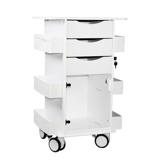 TrippNT 53517 Core DX Cart White Drawers Hinged Door - Standard HDPE Clinical Cart Front View