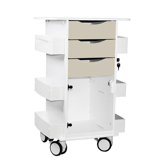TrippNT 53518 Core DX Cart Almond Beige Drawers Hinged Door - HDPE Clinical Cart Front View