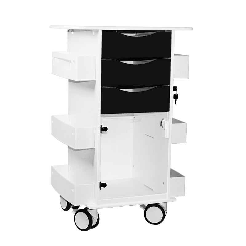 TrippNT 53529 Core DX Cart Black Drawers Hinged Door - HDPE Clinical Cart Front View