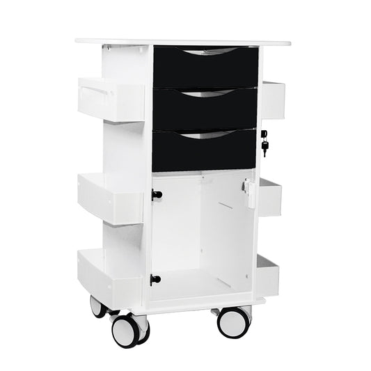 TrippNT 53529 Core DX Cart Black Drawers Hinged Door - HDPE Clinical Cart Front View