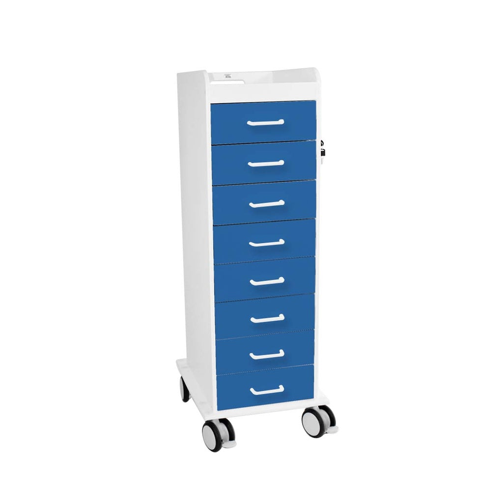 TrippNT TL Tall Slender Lab Carts, HDPE 6- & 8-Drawer — 6 Colors, Locking Options, Each | TrippNT