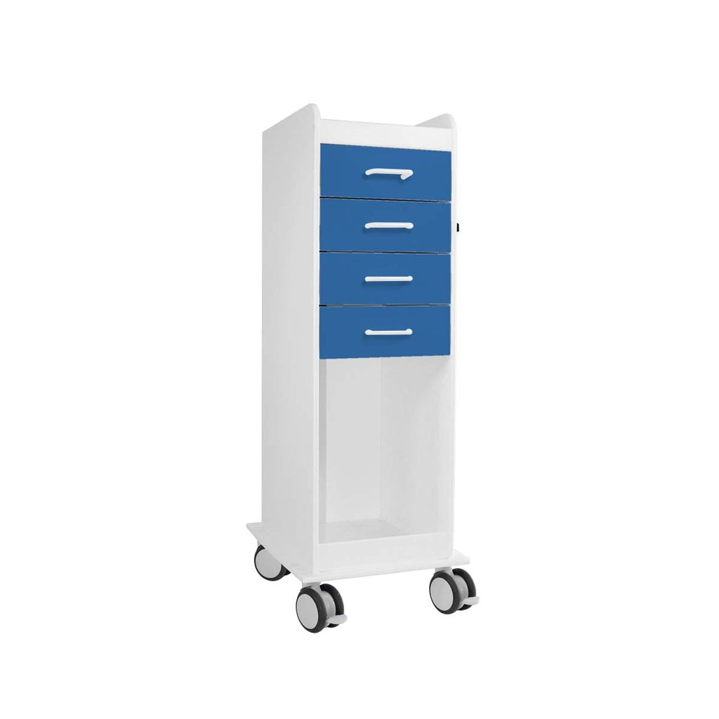 Tall Locking Lab Cart, 4-Drawer HDPE, 46¾", Locking — 6 Colors, Each | TrippNT
