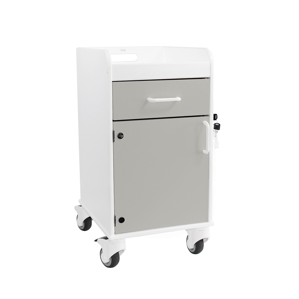 TrippNT 53587 Bedside Cart Dolphin Gray Drawer HDPE Full Front View
