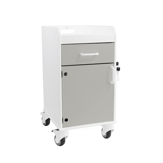 TrippNT 53587 Bedside Cart Dolphin Gray Drawer HDPE Full Front View