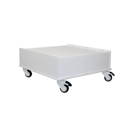 TrippNT 53611 Equipment Cart White 24x24 12-Inch - Low-Profile HDPE Tray Cart with Strap Slots Front View