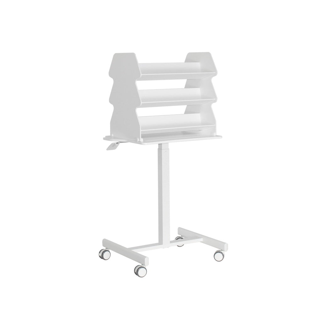 TrippNT 53944 — primary hero, height adjustable double-sided suture stand — 6 slanted shelves, pneumatic column