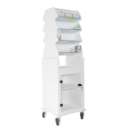TrippNT 53972 Tall Narrow Suture Medical Cart Clear Lockable Door HDPE Full View