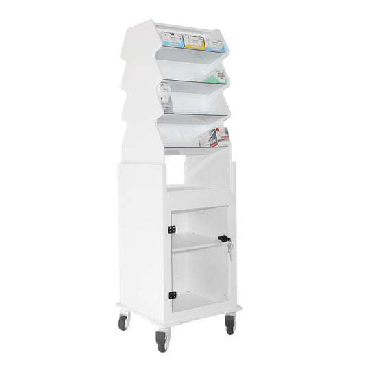 TrippNT 53972 Tall Narrow Suture Medical Cart Clear Lockable Door HDPE Full View