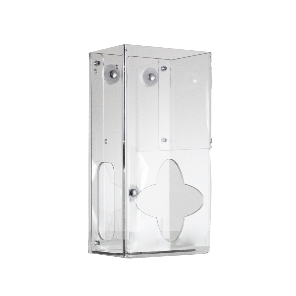 TrippNT 53983 — primary hero, vertical two-bin small Kimwipe dispenser with magnet mount