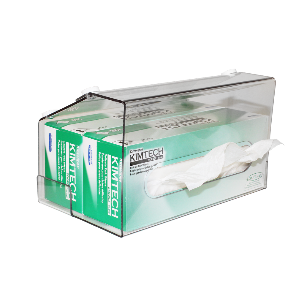 TrippNT 54000 — primary hero, undermount two-bin large Kimwipe dispenser — inverted under-shelf magnet mount for KC 34133 large boxes