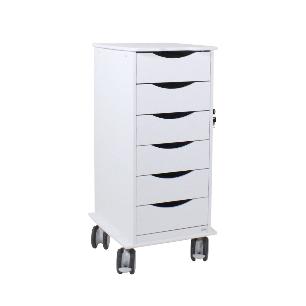 6-Drawer Lab Carts, HDPE, Full-Extension Locking Drawers — 6 Colors, 1/Cart | TrippNT