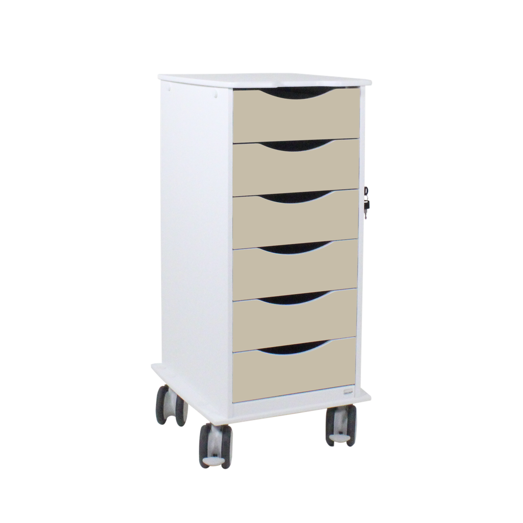 6-Drawer Lab Carts, HDPE, Full-Extension Locking Drawers — 6 Colors, 1/Cart | TrippNT