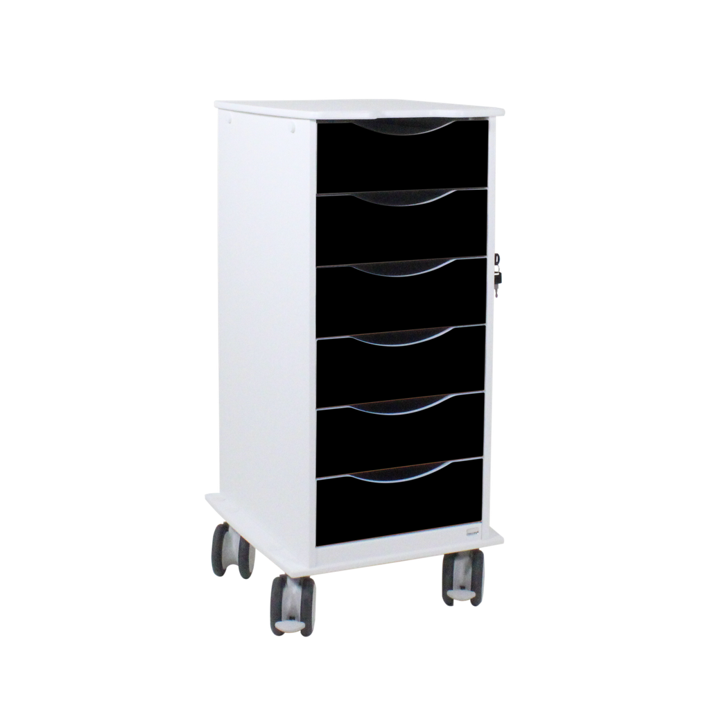 6-Drawer Lab Carts, HDPE, Full-Extension Locking Drawers — 6 Colors, 1/Cart | TrippNT