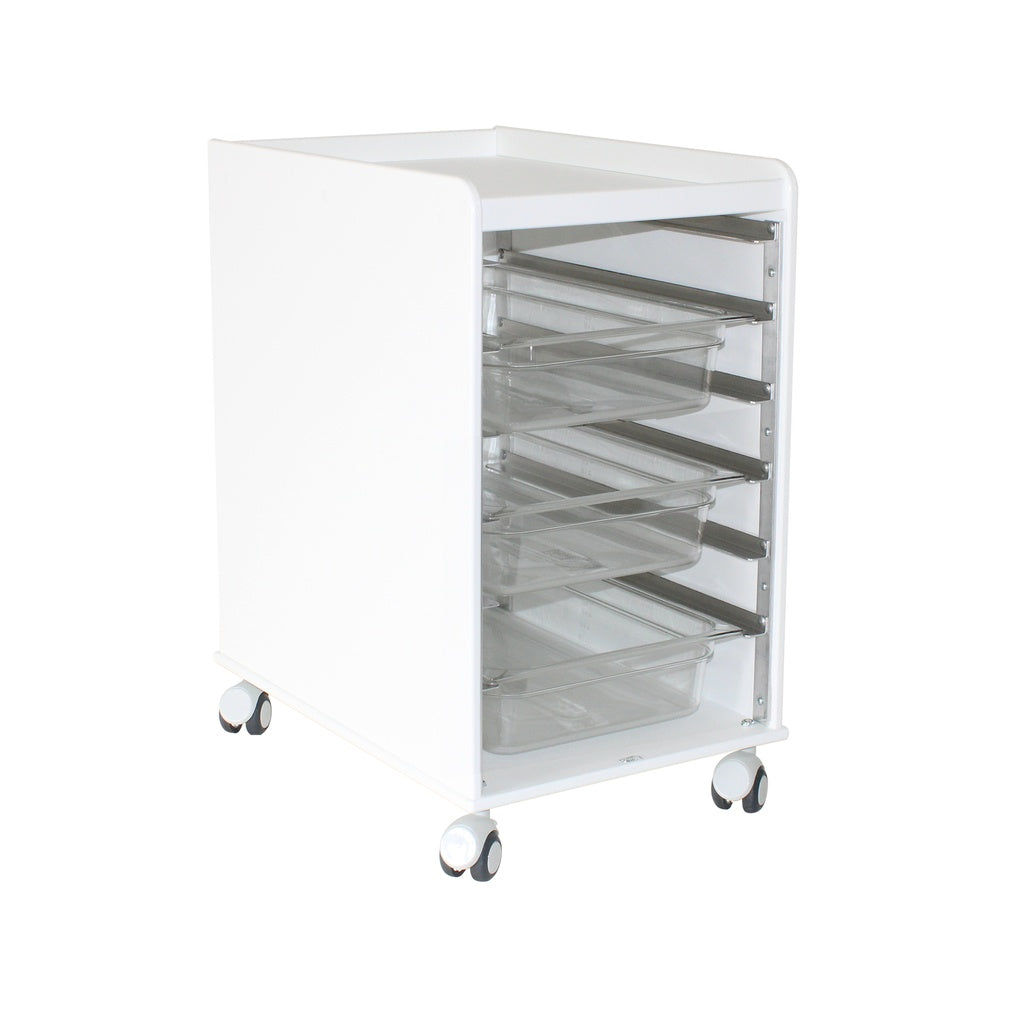 TrippNT 54097 LabFlow Hood Cart 4-Inch PC Trays - Under-BSC Cart with 3 Clear Polycarbonate Trays