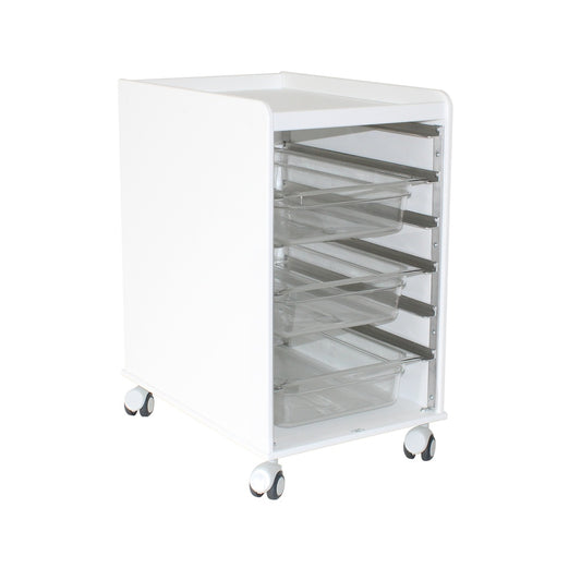TrippNT 54097 LabFlow Hood Cart 4-Inch PC Trays - Under-BSC Cart with 3 Clear Polycarbonate Trays