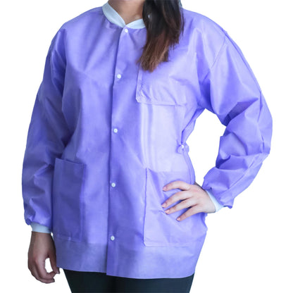 FitMe Lab Jacket Purple Large Hip Length 3-Layer SMS Disposable