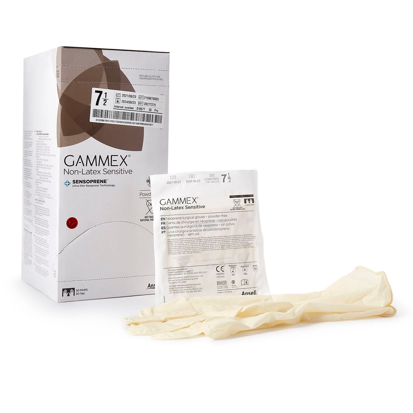 Sterile GAMMEX® Non-Latex Sensitive Polychloroprene Surgical Gloves, Cream