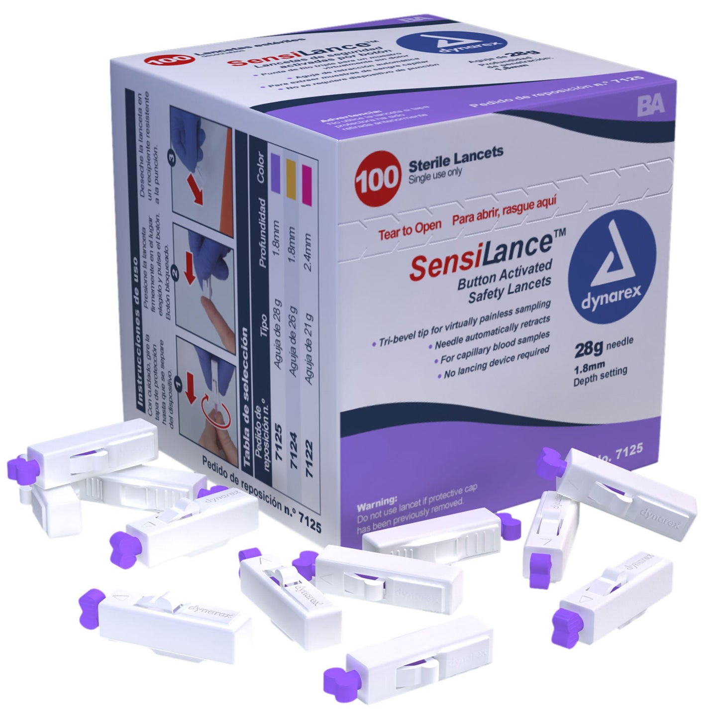 dynarex SensiLance™ Safety Lancet, 1.8 mm Depth, Button Activated