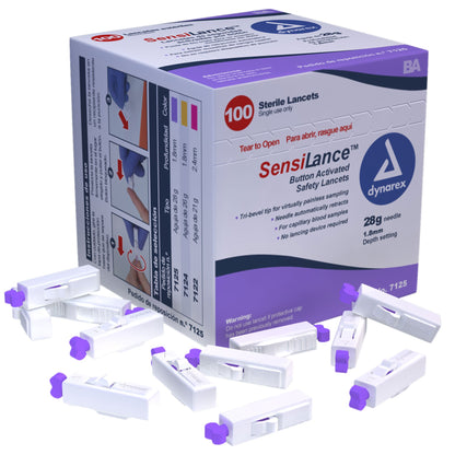 dynarex SensiLance™ Safety Lancet, 1.8 mm Depth, Button Activated