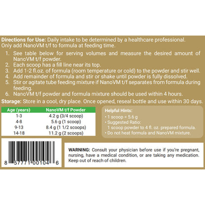 NanoVM® t/f Powder Pediatric Tube Feeding Formula, 275-gram jar