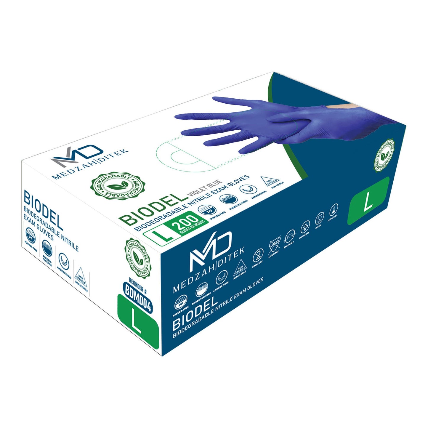 BIODEL Nitrile Exam Gloves, Violet Blue - view 3
