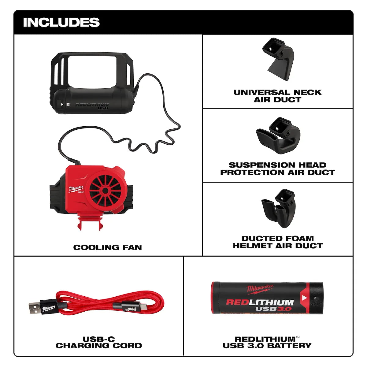 Milwaukee BOLT REDLITHIUM USB Cooling Fan 48-73-1385 | REDLITHIUM USB Battery