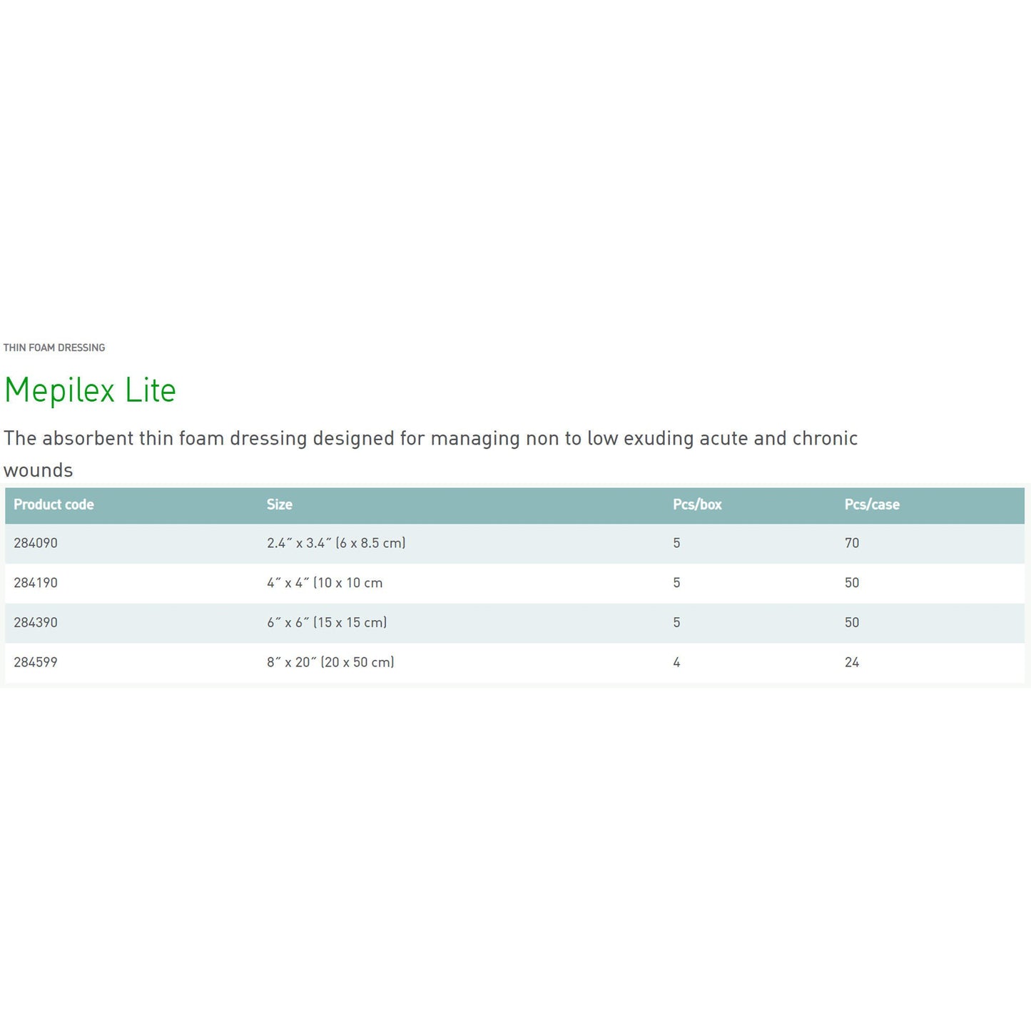 Mepilex® Lite Soft Silicone Foam Dressing
