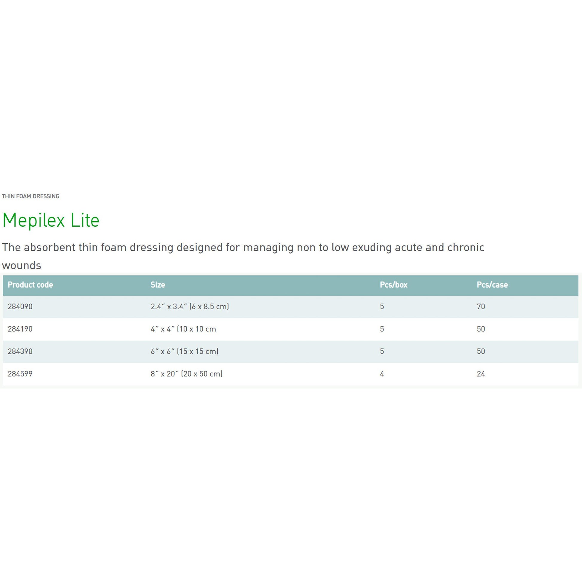 Mepilex® Lite Soft Silicone Foam Dressing