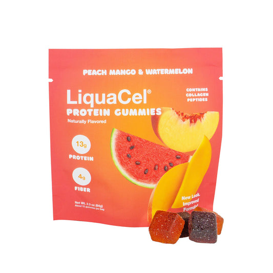 LiquaCel Protein Gummies Oral Supplement Watermelon / Peach Mango Flavor Gummy Pouch