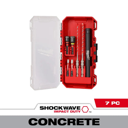 Milwaukee 7PC SHOCKWAVE Impact Duty Carbide Hammer Drill Bit Concrete Screw Install Set 48-20-9096