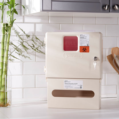 McKesson Prevent® Sharps Wall Cabinet with Glove Box, 12¼ x 4¾ x 15 Inch