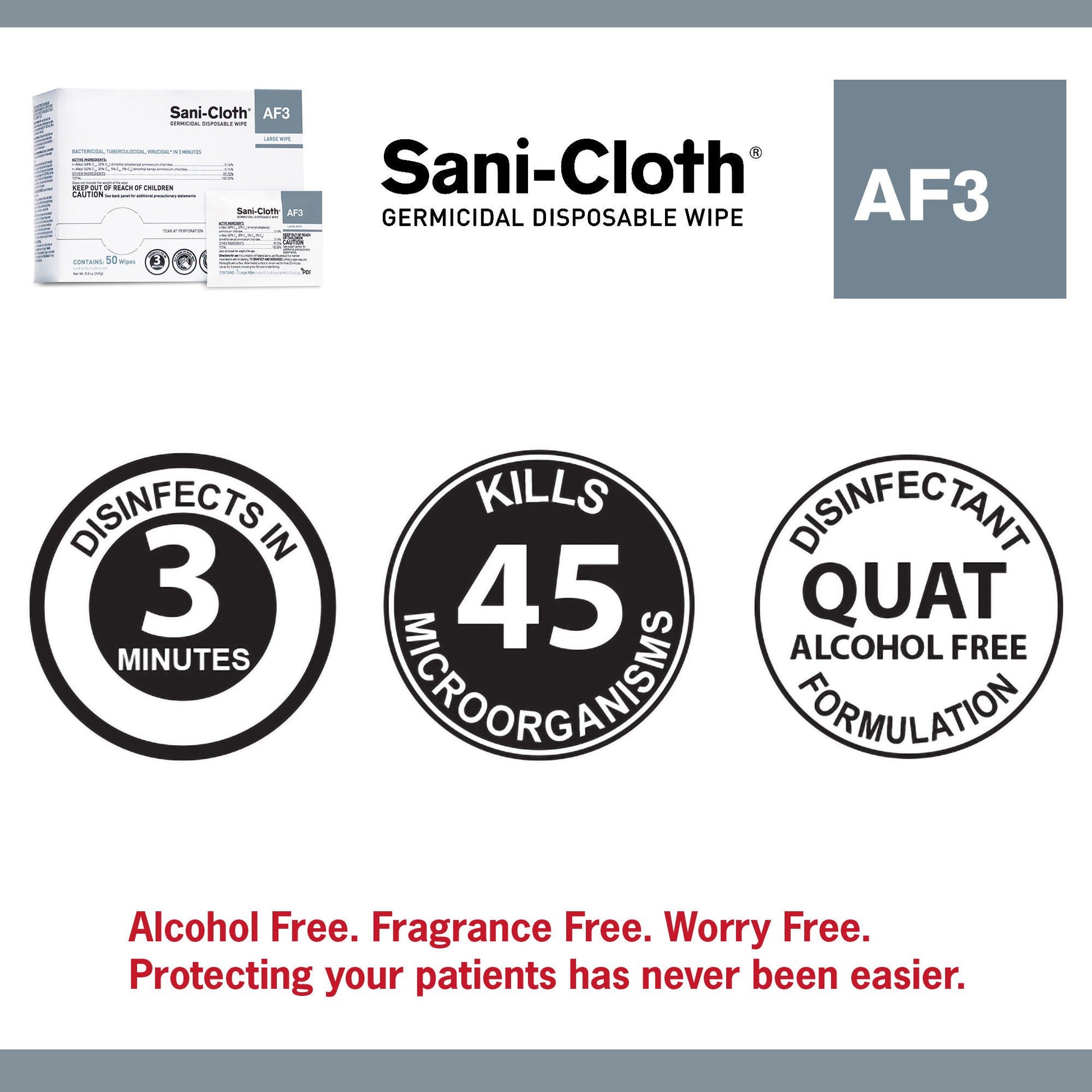 Sani-Cloth® AF3 Germicidal Large Disinfectant Wipes, Individual Packet, .