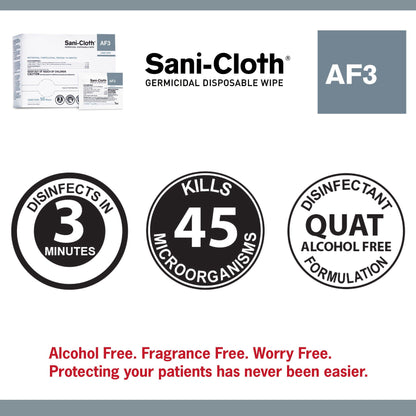 Sani-Cloth® AF3 Germicidal Large Disinfectant Wipes, Individual Packet, .