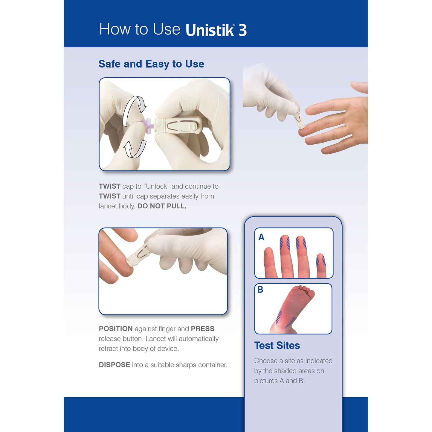 Unistik® 3 Comfort Safety Lancet, 1.8 millimeter Depth