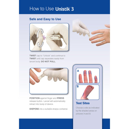 Unistik® 3 Comfort Safety Lancet, 1.8 millimeter Depth