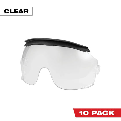 Milwaukee 10pk Gasketed Clear Eye Visor Replacement Lenses (BOLT Safety Helmet & BOLT Hard Hat Mount) 48-73-1454 | 10-Piece