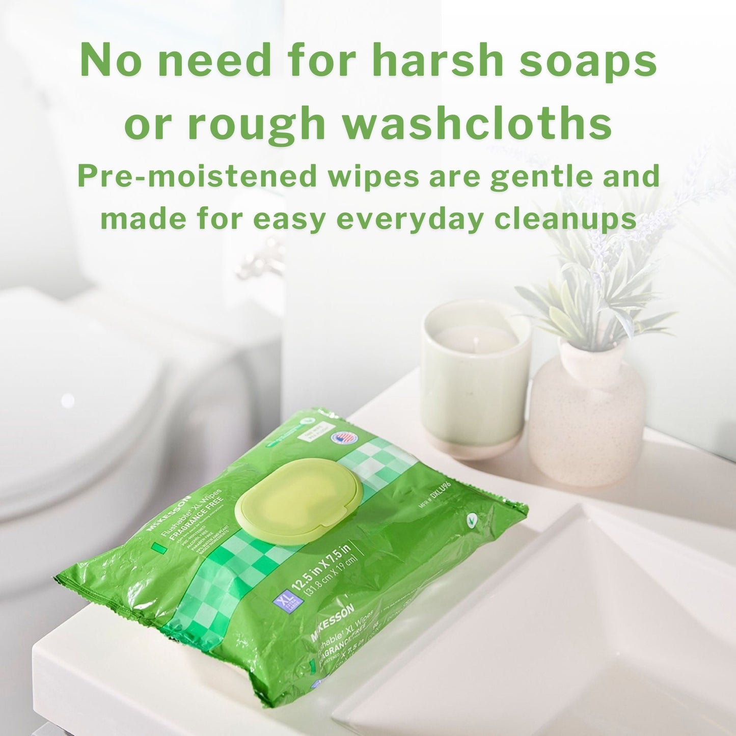 McKesson Flushable* Wet Wipes XL - Unscented, per Pack