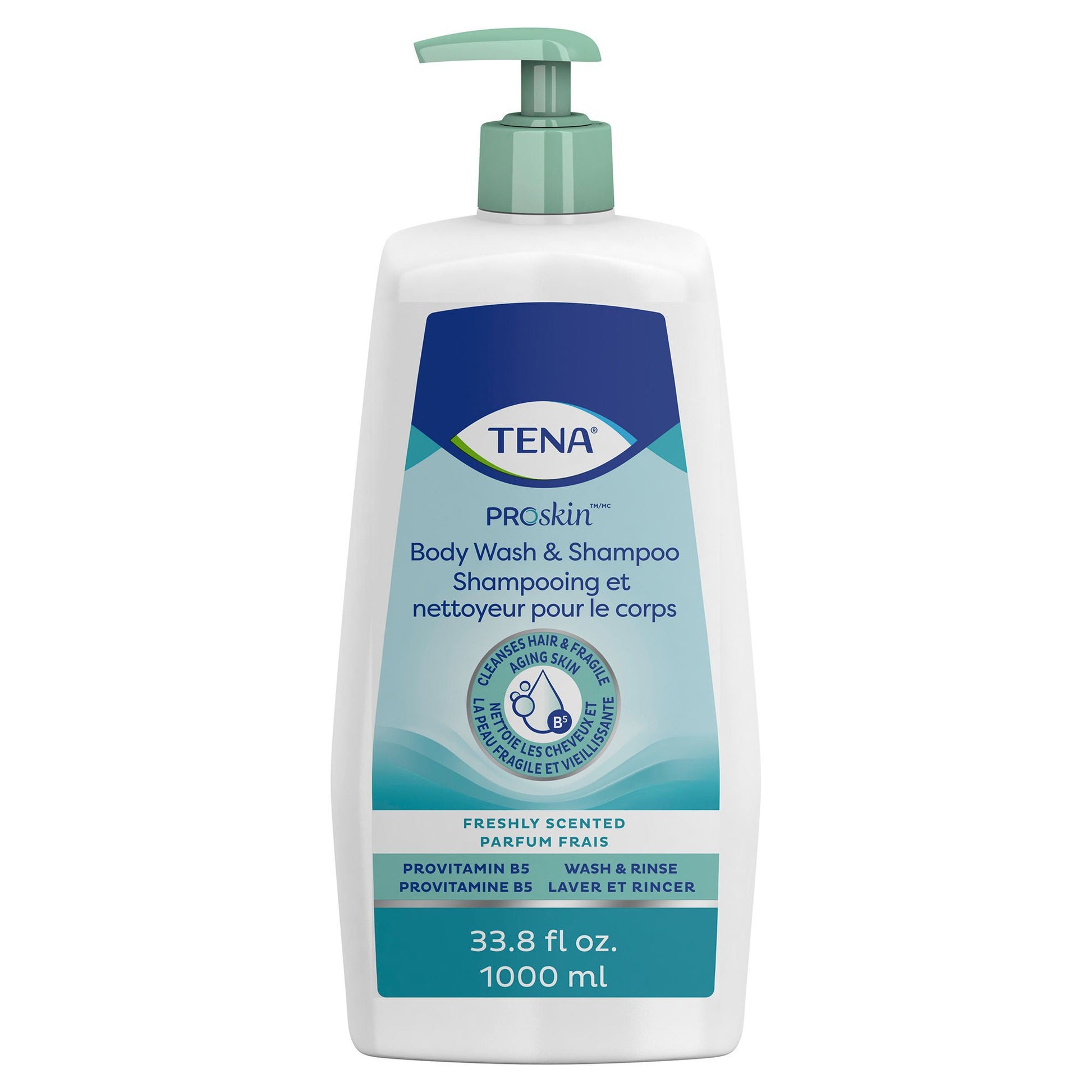 Tena Unscented Shampoo and Body Wash, Pump Bottle