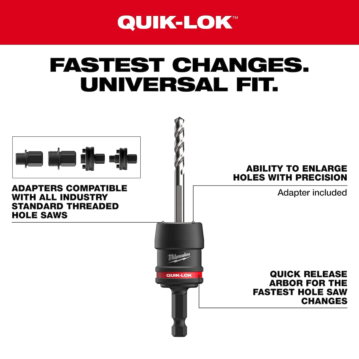 Milwaukee 5PC 3/8" QUIK-LOK Arbor Set 49-56-7545 | Forged Steel