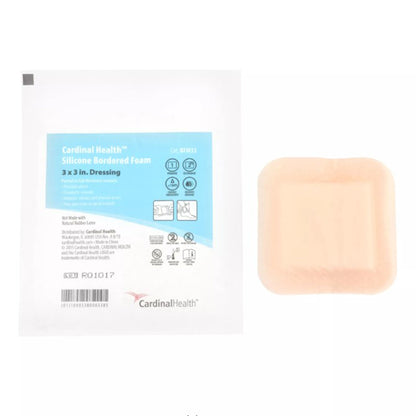 Kendall 5-Layer Foam Dressing With Border Film Backing Silicone Adhesive Square
