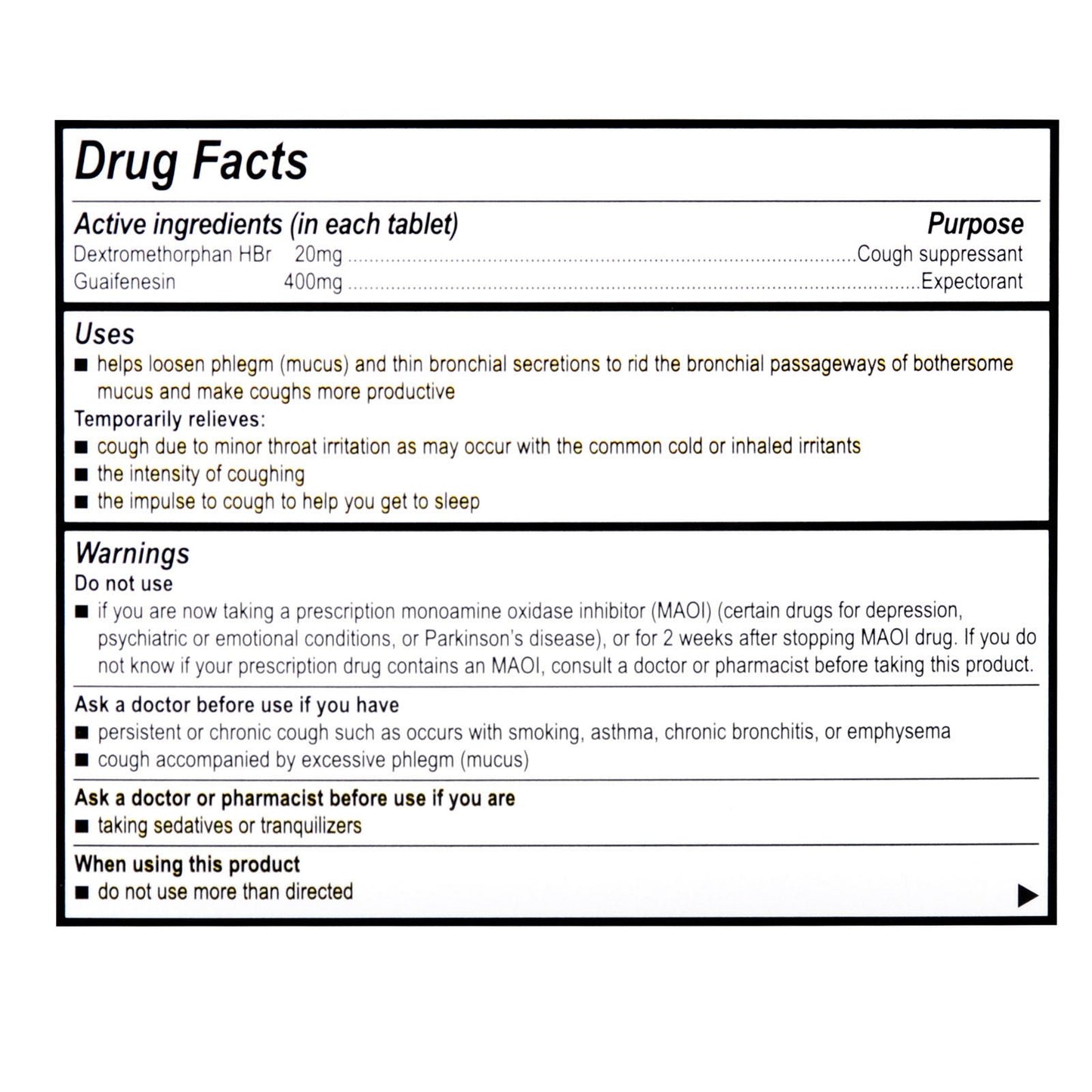Medique® Medi-Mucus Cough Suppressant and Expectorant Cold & Cough Relief Tablet