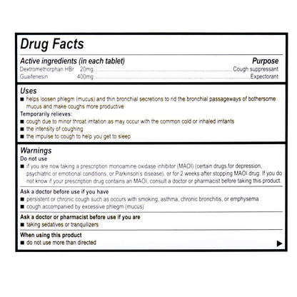 Medique® Medi-Mucus Cough Suppressant and Expectorant Cold & Cough Relief Tablet