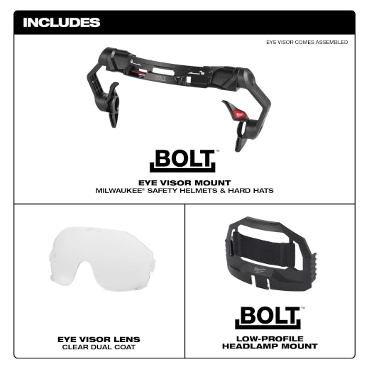Milwaukee BOLT Eye Visor - Clear Dual Coat Lens (Compatible with Safety Helmets & Hard Hats) 48-73-1410
