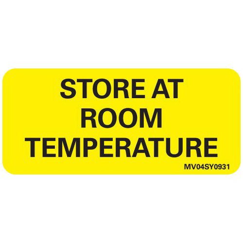 MedVision Pre-Printed Label Auxiliary Label Yellow Paper STORE AT ROOM TEMPERATURE Black Safety and Instructional