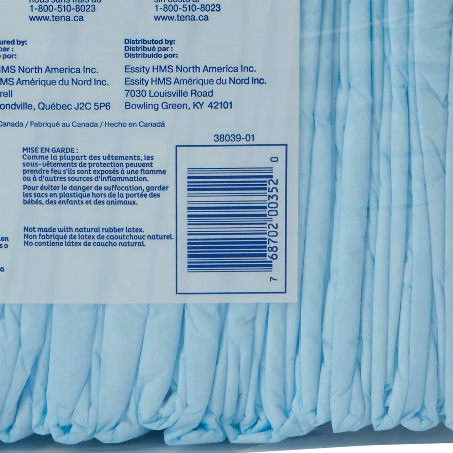 Tena® Regular Underpads, Light Absorbency, Blue, Disposable