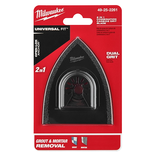 Milwaukee 2-in-1 Grout & Mortar Removal Universal Fit Oscillating Multi-Tool Blade (1 PK) 49-25-2261 | 3.76 in Blade Length, Carbide