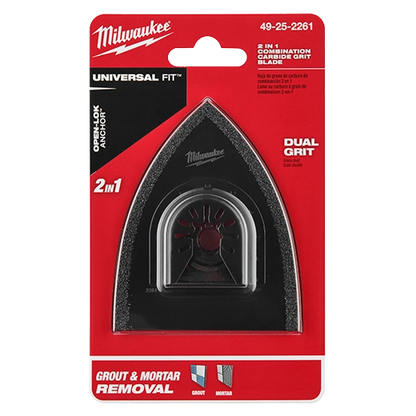 Milwaukee 2-in-1 Grout & Mortar Removal Universal Fit Oscillating Multi-Tool Blade (1 PK) 49-25-2261 | 3.76 in Blade Length, Carbide